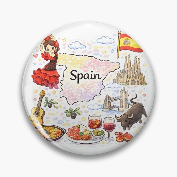 Item preview, Cute Kawaii Spain Map Illustration designed and sold by MIArt Studio.