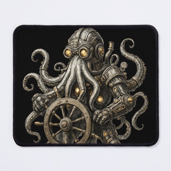 Item preview, Steampunk Octopus Captain – Vintage Nautical Mechanical Kraken Art designed and sold by SeoulInkSoul.