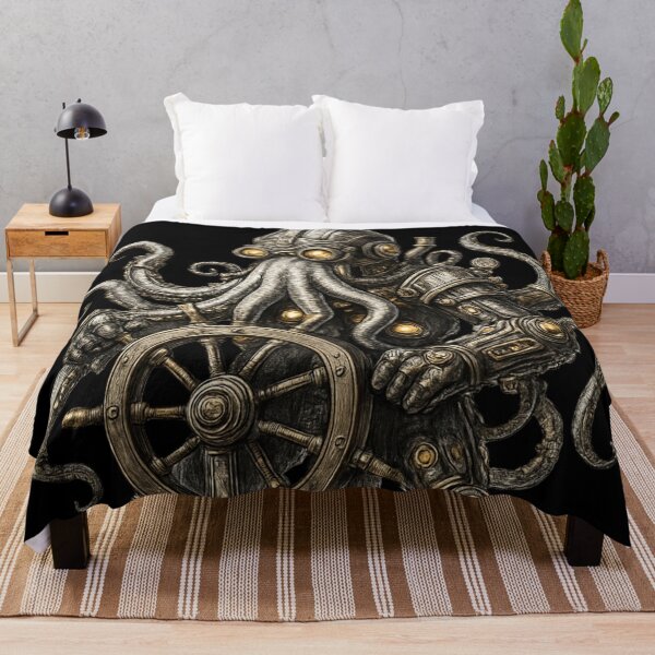 Item preview, Steampunk Octopus Captain – Vintage Nautical Mechanical Kraken Art designed and sold by SeoulInkSoul.