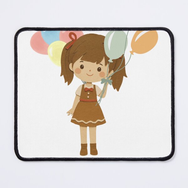 Item preview, Cute Chibi Girl Eid Mubarak Celebration with Colorful Balloons designed and sold by Doaa369.