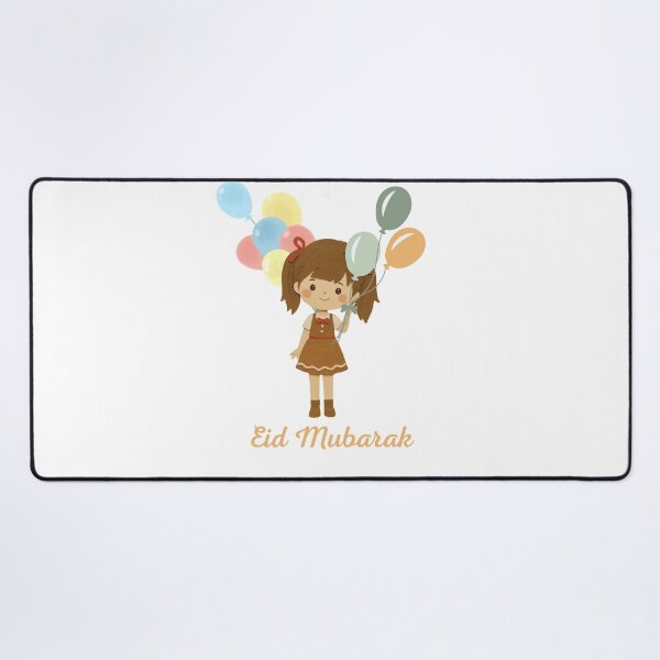 Item preview, Cute Chibi Girl Eid Mubarak Celebration with Colorful Balloons designed and sold by Doaa369.