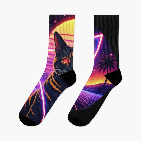 Item preview, Neon Cyberpunk Cat – Retro Synthwave Sunset Vaporwave Aesthetic designed and sold by DPSz.