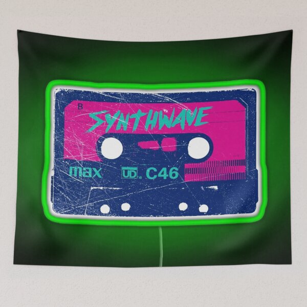 Item preview, Neon Synthwave Cassette – Retro 80s Cyberpunk Aesthetic Design designed and sold by DPSz.