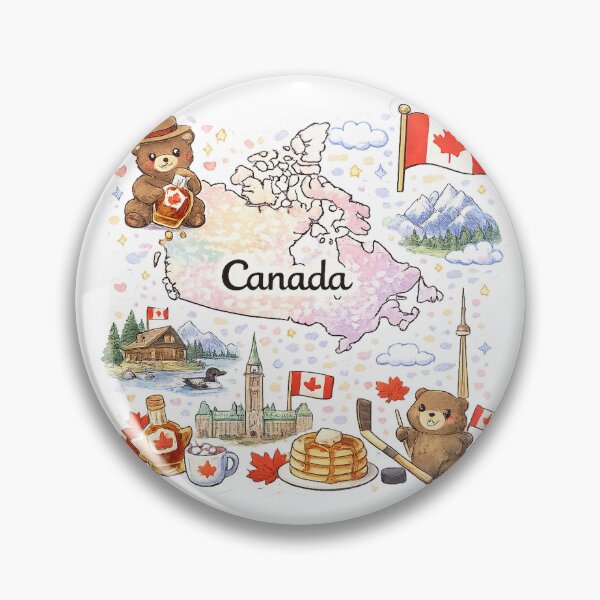 Item preview, Cute Kawaii Canada Map Illustration designed and sold by MIArt Studio.