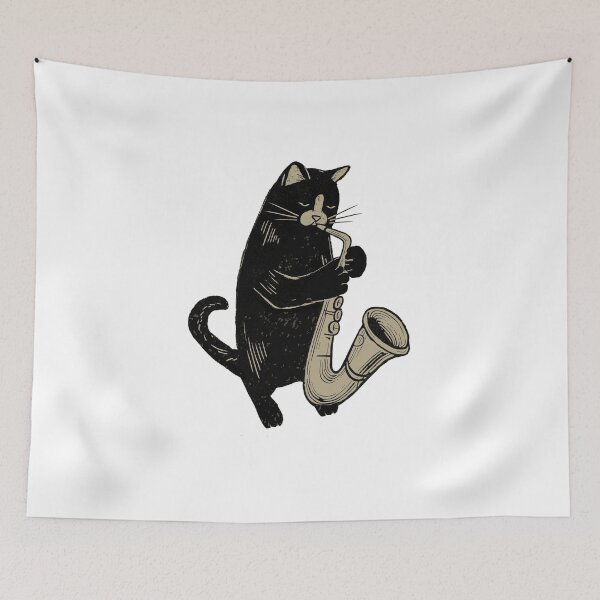 Item preview, Midnight Jazz Vibes Collection - Jazz Cat with Saxophone designed and sold by PhokaPhokich.