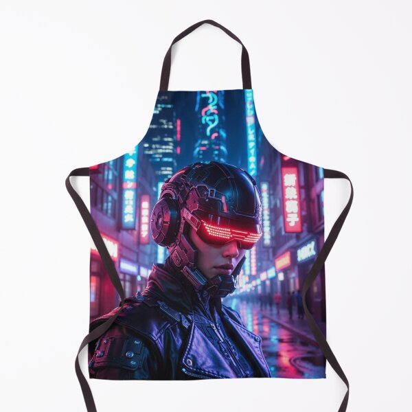 Item preview, Cyberpunk Neon Visor Warrior – Futuristic Helmet in Rainy Tokyo Streets designed and sold by RadaQueen.