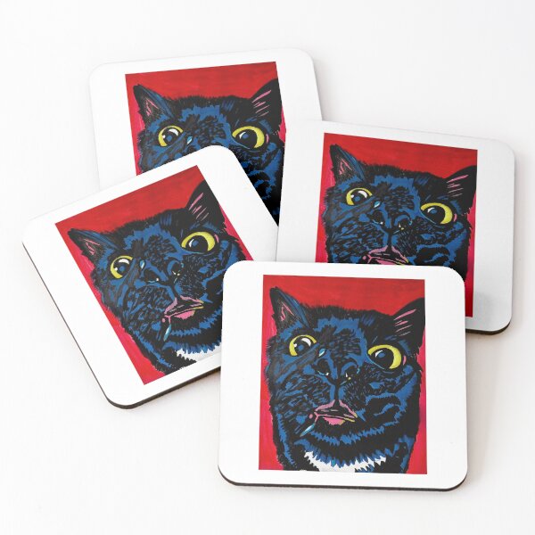 Item preview, Midnight Gaze – Electric Blue Black Cat designed and sold by xRoarAndPawArtx.