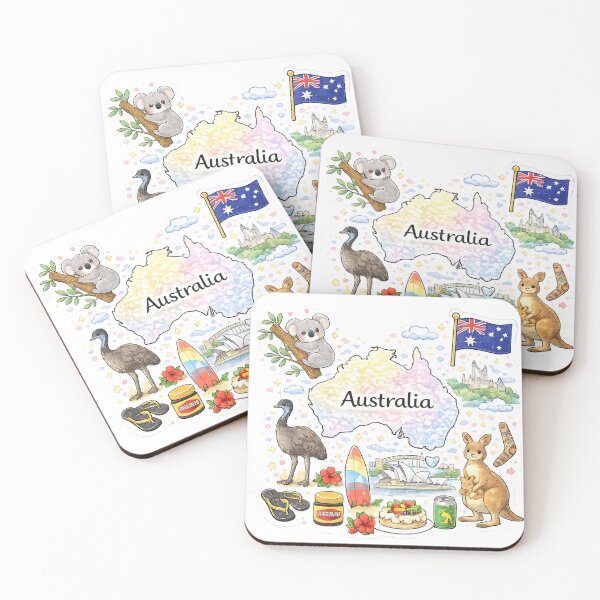 Item preview, Cute Kawaii Australia Map Illustration designed and sold by MIArt Studio.