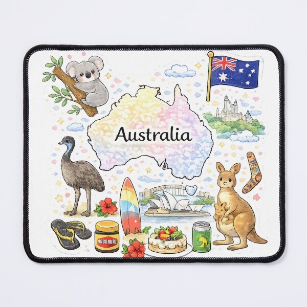 Item preview, Cute Kawaii Australia Map Illustration designed and sold by MIArt Studio.
