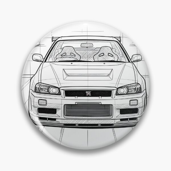 Item preview, Nissan Skyline GT-R R34 Sketch Poster JDM Art Drawing designed and sold by Motorline44.