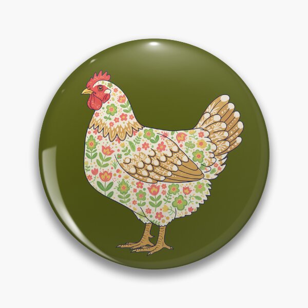 Item preview, Pretty  Hen in Soft Spring Flowers – Scandinavian Folk Art by heidiannemorris © designed and sold by FOLK ART FUSION by heidiannemorris.