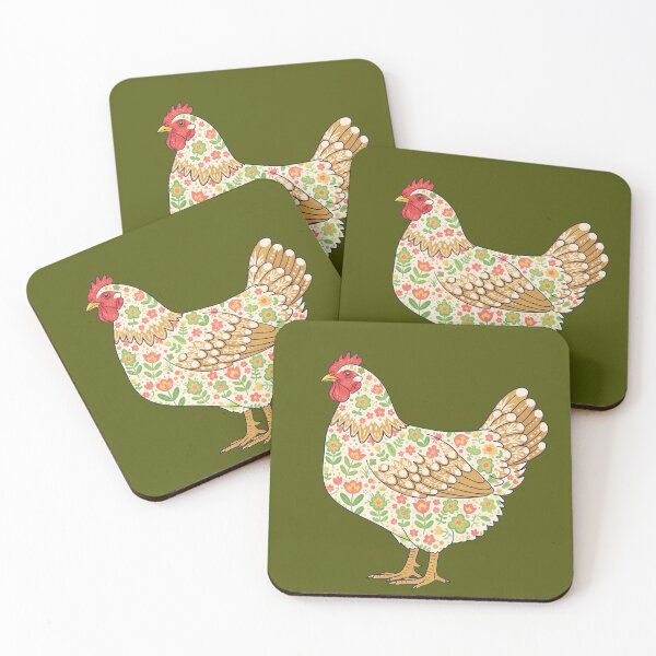 Item preview, Pretty  Hen in Soft Spring Flowers – Scandinavian Folk Art by heidiannemorris © designed and sold by FOLK ART FUSION by heidiannemorris.