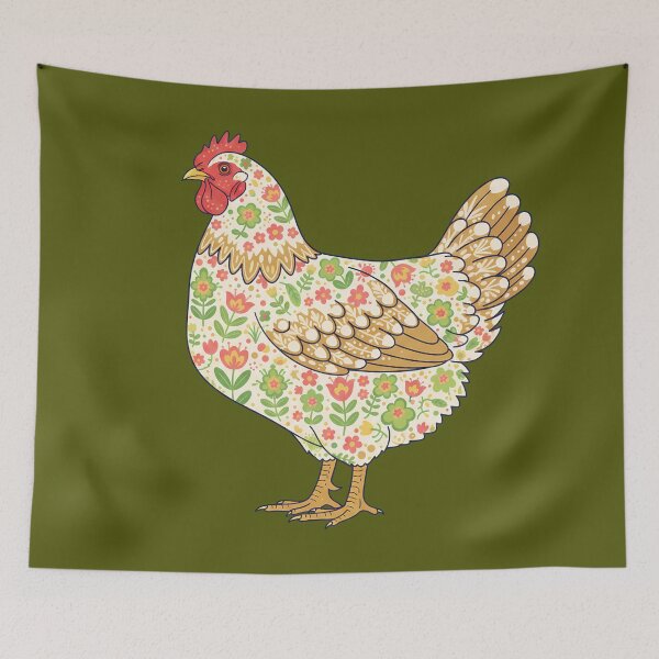 Item preview, Pretty  Hen in Soft Spring Flowers – Scandinavian Folk Art by heidiannemorris © designed and sold by FOLK ART FUSION by heidiannemorris.
