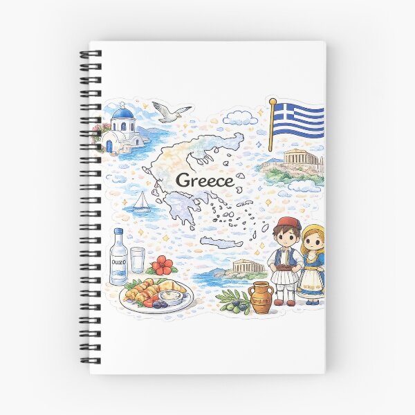 Item preview, Cute Kawaii Greece Map Illustration designed and sold by MIArt Studio.