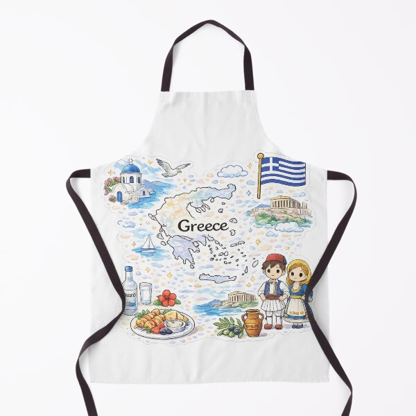 Item preview, Cute Kawaii Greece Map Illustration designed and sold by MIArt Studio.