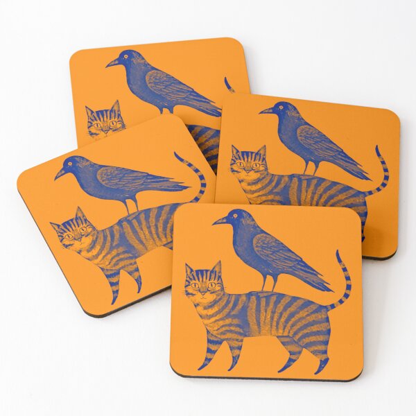 Item preview, Crow Riding Cat Illustration designed and sold by FLIP-original.