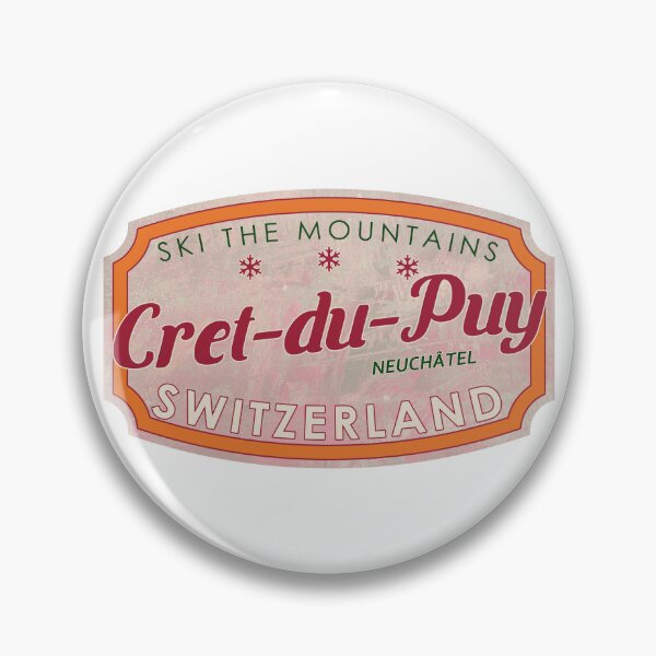 Item preview, Crêt-du-Puy, Switzerland, Neuchâtel, Ski, textured skiing badge designed and sold by Wanderful-roads.