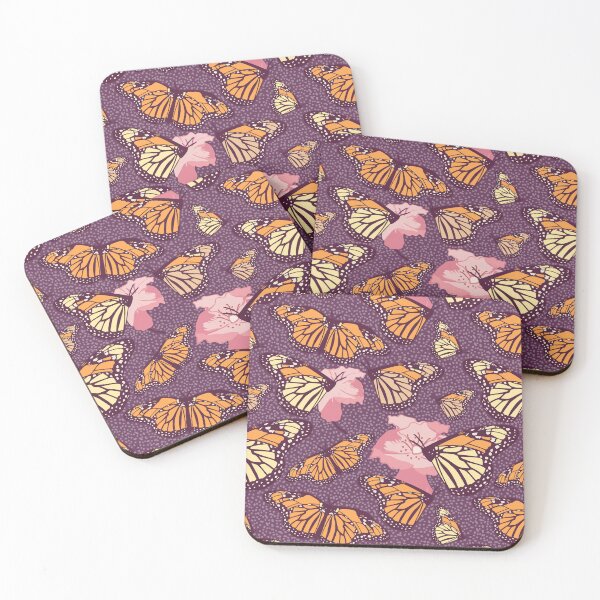 Item preview, Dark Pattern of Monarch Butterflies with Flowers, Hand Drawn designed and sold by FourAcreFarm.