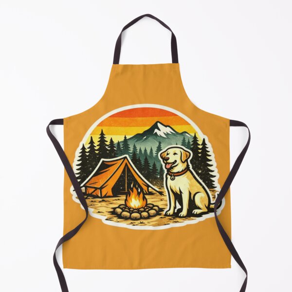 Item preview, Retriever Camping Tent Scene – Mountains Campfire Sunset designed and sold by PawPrintCustom.