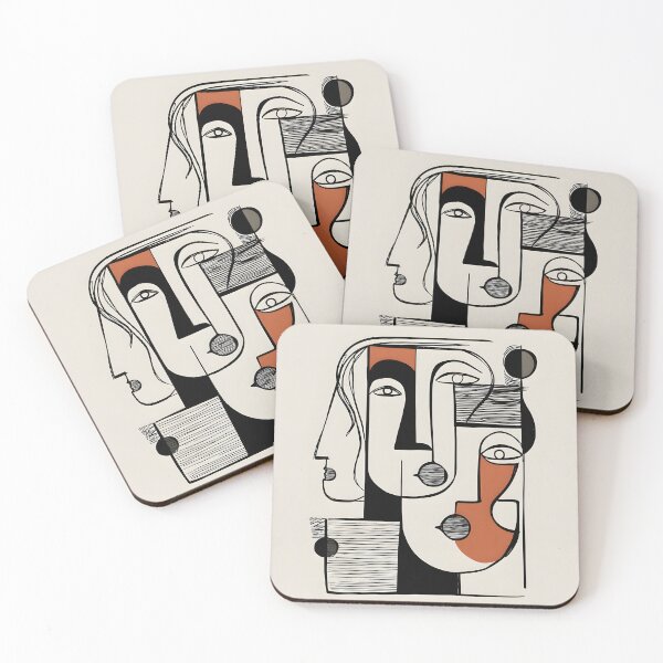 Item preview, Women's Day Minimalist Interconnected Faces in Earthy Tones Symbolizing Unity and Diversity designed and sold by OlfactoART Studio.