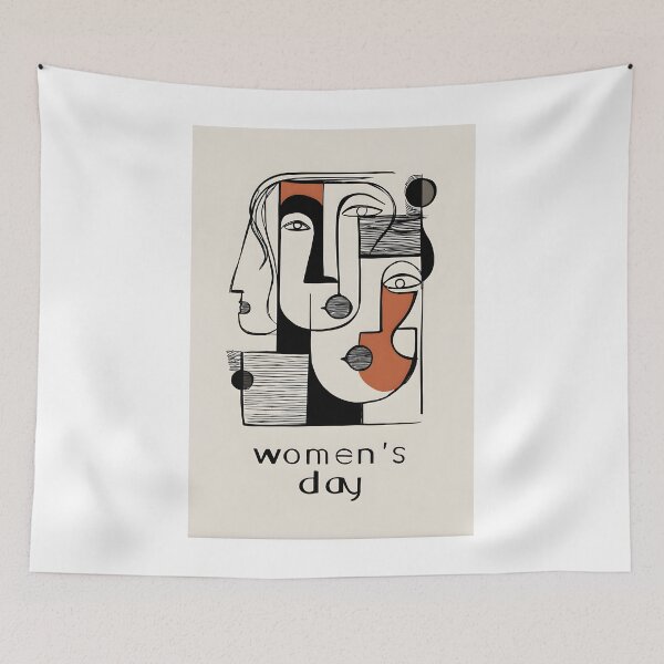 Item preview, Women's Day Minimalist Interconnected Faces in Earthy Tones Symbolizing Unity and Diversity designed and sold by OlfactoART Studio.