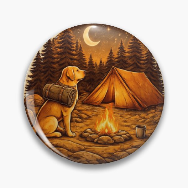 Item preview, Labrador Camping Night – Campfire Tent Under the Moon designed and sold by PawPrintCustom.
