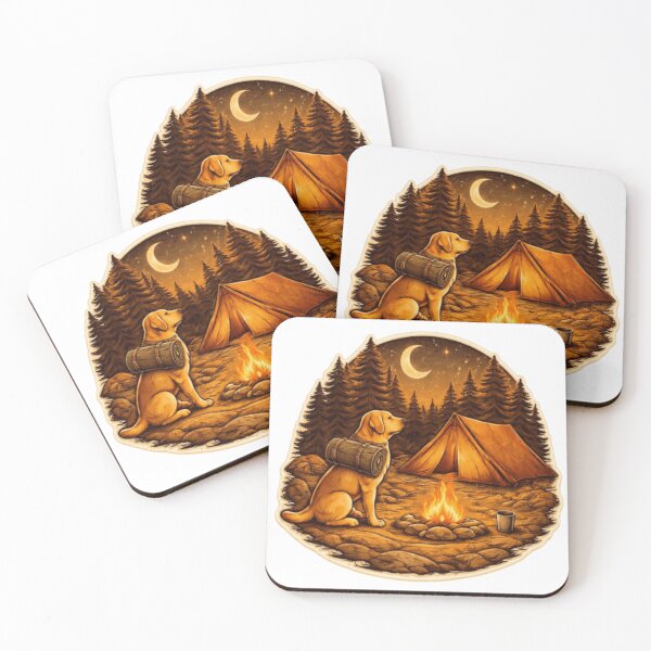 Item preview, Labrador Camping Night – Campfire Tent Under the Moon designed and sold by PawPrintCustom.