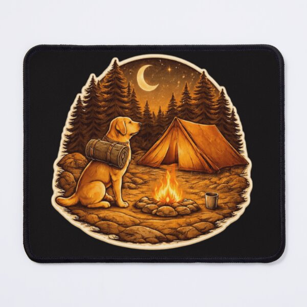 Item preview, Labrador Camping Night – Campfire Tent Under the Moon designed and sold by PawPrintCustom.
