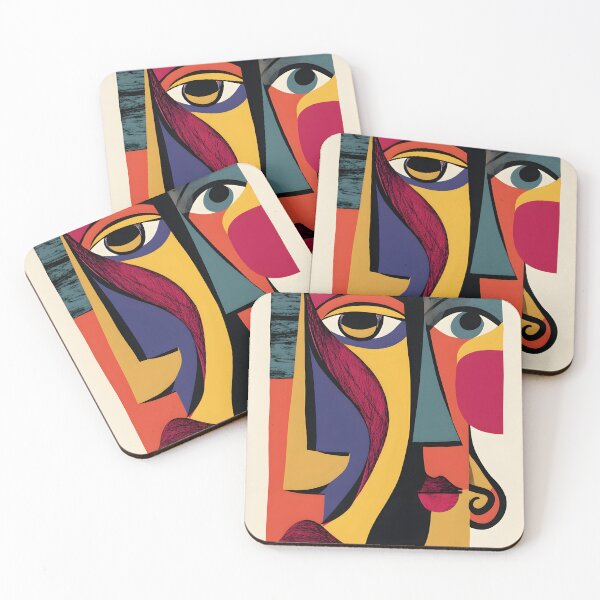 Item preview, Women's Day Bold Abstract Geometric Faces in Vibrant Colors, A Tribute to Feminine Energy designed and sold by OlfactoART Studio.