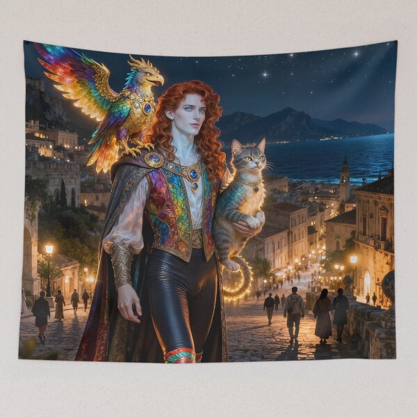 Item preview, Magical Maximalism: The Red-Haired Hero and His Retinue (the second version of the artwork) designed and sold by KunstGeist.