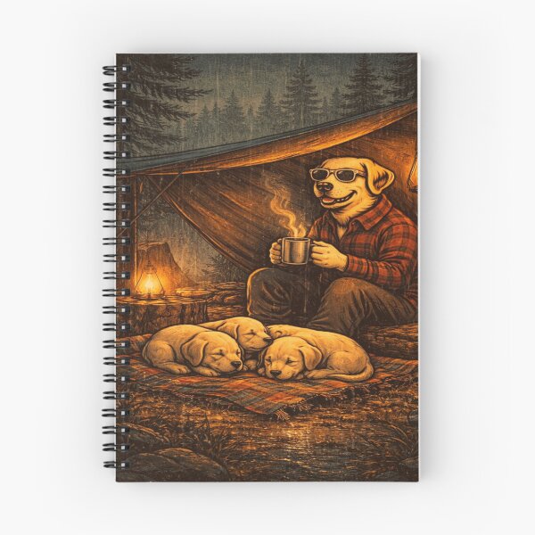 Item preview, Camping Labrador Dad Under Tarp – Cozy Forest Night designed and sold by PawPrintCustom.