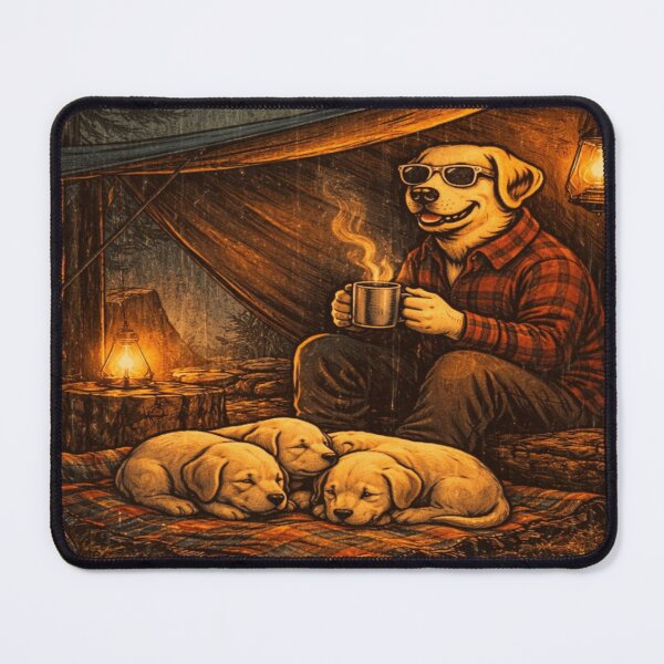 Item preview, Camping Labrador Dad Under Tarp – Cozy Forest Night designed and sold by PawPrintCustom.