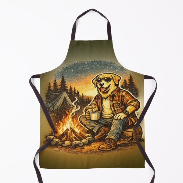 Item preview, Camping Labrador Dad – Retro Campfire Coffee designed and sold by PawPrintCustom.
