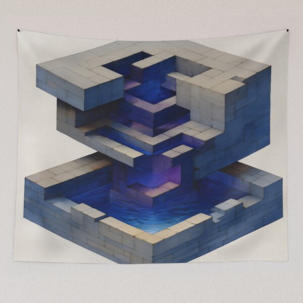 Item preview, Indigo Geometric Depth Structure designed and sold by LuminousFoundry.