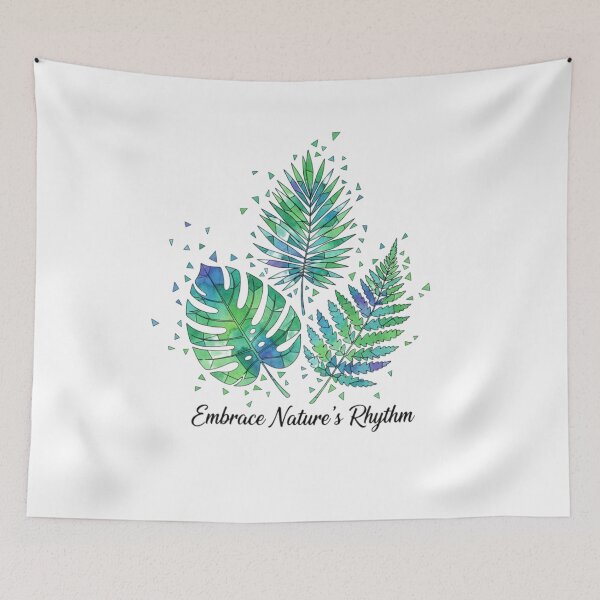 Item preview, "Modern Abstract Botanical Leaves: Deconstructed Monstera & Fern with 'Embrace Nature's Rhythm' Quote" designed and sold by Blue Bird  Designs.