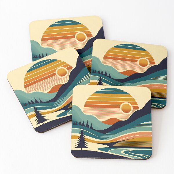 Item preview, Geometric Sun Over Layered Mountains designed and sold by InkSmithery.