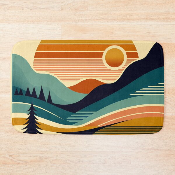 Item preview, Geometric Sun Over Layered Mountains designed and sold by InkSmithery.