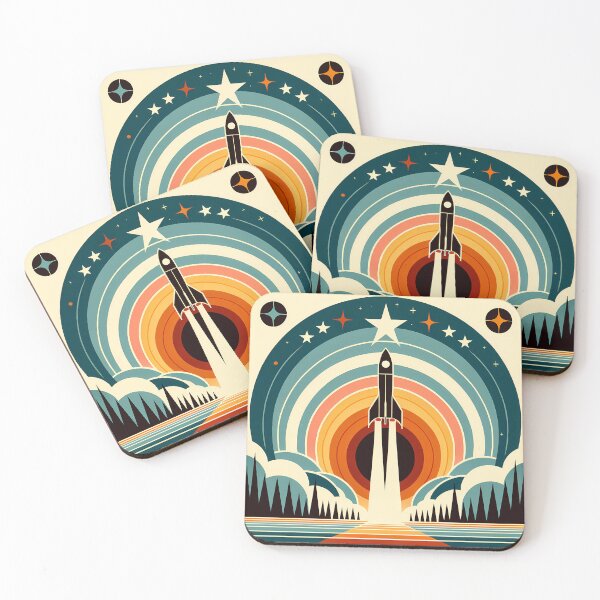 Item preview, Retro Rocket Launch Geometric Space Scene designed and sold by InkSmithery.