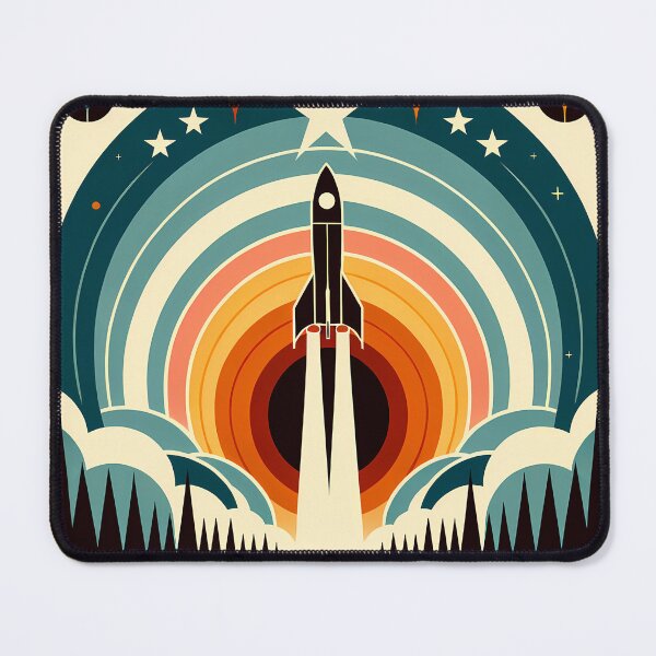 Item preview, Retro Rocket Launch Geometric Space Scene designed and sold by InkSmithery.