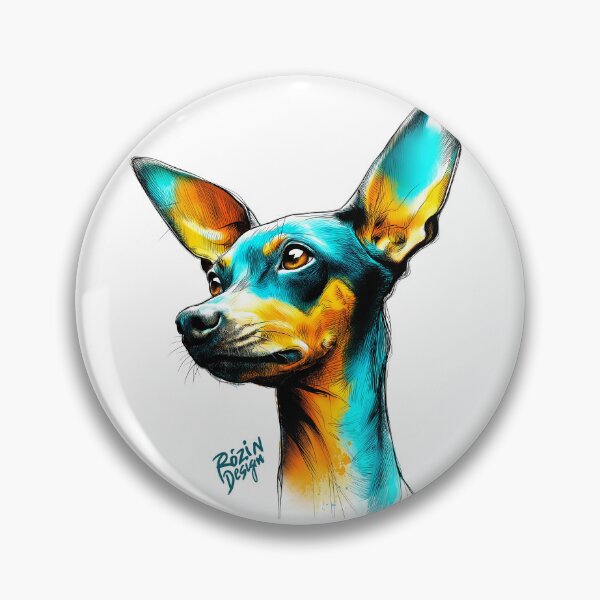 Item preview, Chihuahua Portrait – Turquoise & Orange Ink Splash Line Art designed and sold by Rozin-Design.