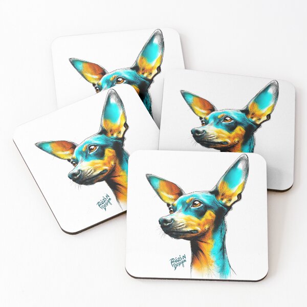 Item preview, Chihuahua Portrait – Turquoise & Orange Ink Splash Line Art designed and sold by Rozin-Design.