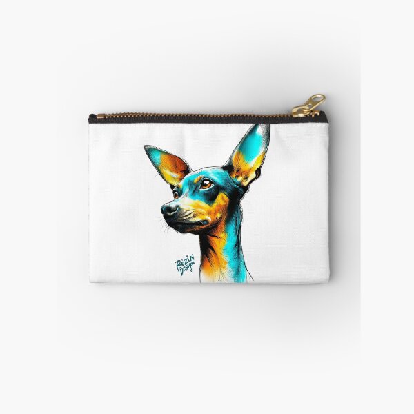 Item preview, Chihuahua Portrait – Turquoise & Orange Ink Splash Line Art designed and sold by Rozin-Design.