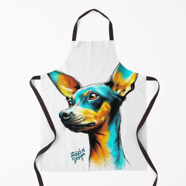 Item preview, Chihuahua Portrait – Turquoise & Orange Ink Splash Line Art designed and sold by Rozin-Design.