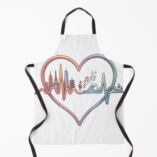 Item preview, Heartbeat of the World – Travel Skyline Music Ocean Line Art designed and sold by YK SHOP.