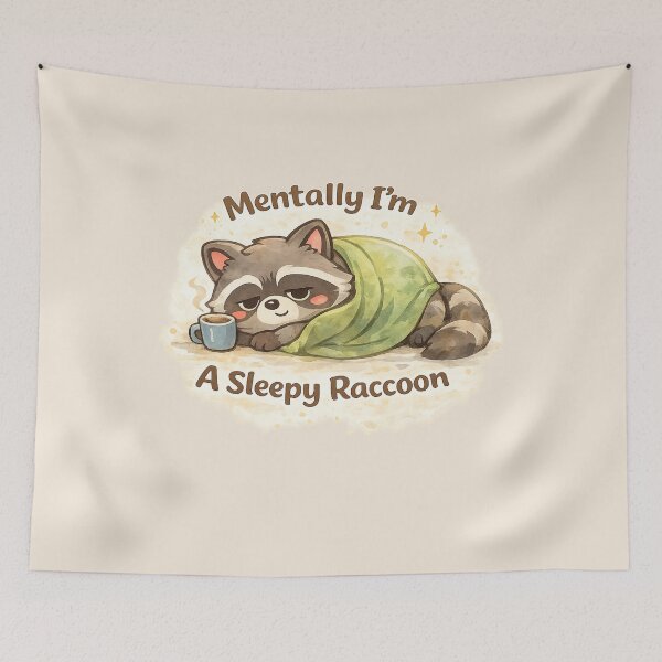 Item preview, Mentally I’m a Sleepy Raccoon – Cute Watercolor Introvert Sticker designed and sold by Nusha Creations.