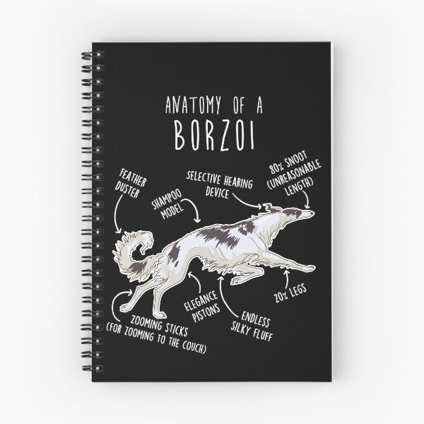 Item preview, Black and White Borzoi Dog Anatomy designed and sold by Clara Hollins.