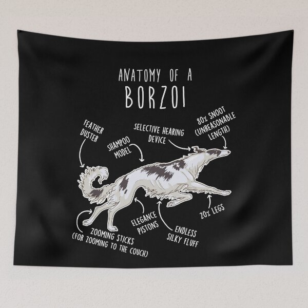 Item preview, Black and White Borzoi Dog Anatomy designed and sold by Clara Hollins.