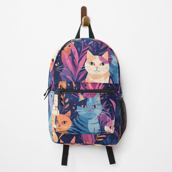 Item preview, Vibrant Jungle Cats Pattern, Colourful Botanical Feline Illustration designed and sold by JawKneeArt.