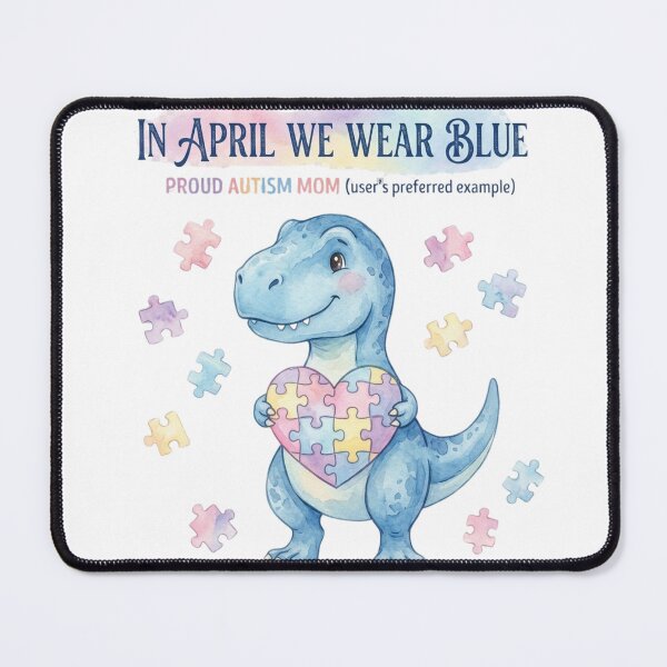 Item preview, In April We Wear Blue – Autism Awareness Dinosaur Heart designed and sold by YK SHOP.