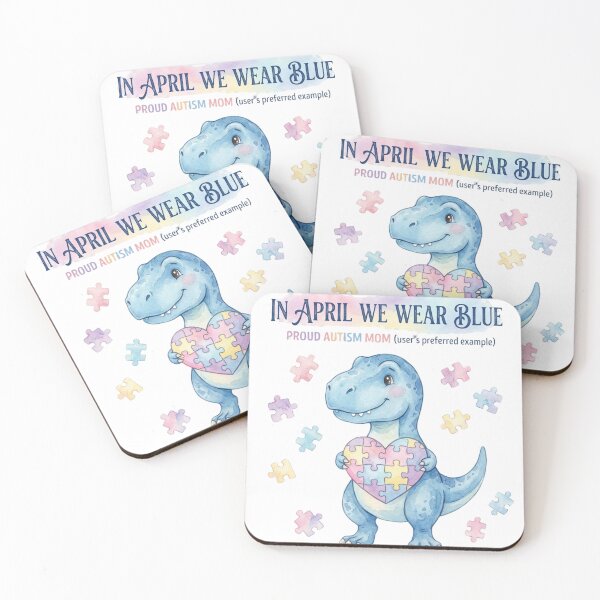 Item preview, In April We Wear Blue – Autism Awareness Dinosaur Heart designed and sold by YK SHOP.